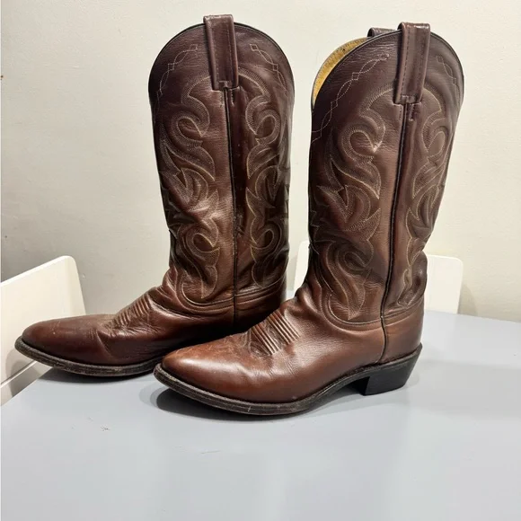 Dan Post vintage registered Brown Cowboy Western Boots Leather men’s size 9 - Picture 3 of 5